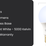13W (100W Replacement) - A19 Dimmable LED Bulb 5000K